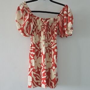Faithfull the Brand Red and Cream Floral Dress